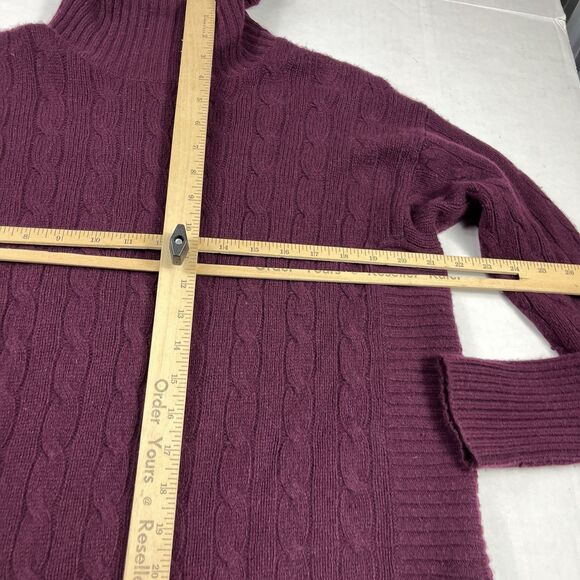 Polo Ralph Lauren Wool Cashmere Turtleneck Sweater Maroon Cozy Cable Knit M FUZZ - Picture 7 of 11